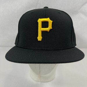 New Era 59FIFTY PITTSBURGH PIRATES On-Field Black 100% WOOL FITTED HAT Sz 7 1/4"